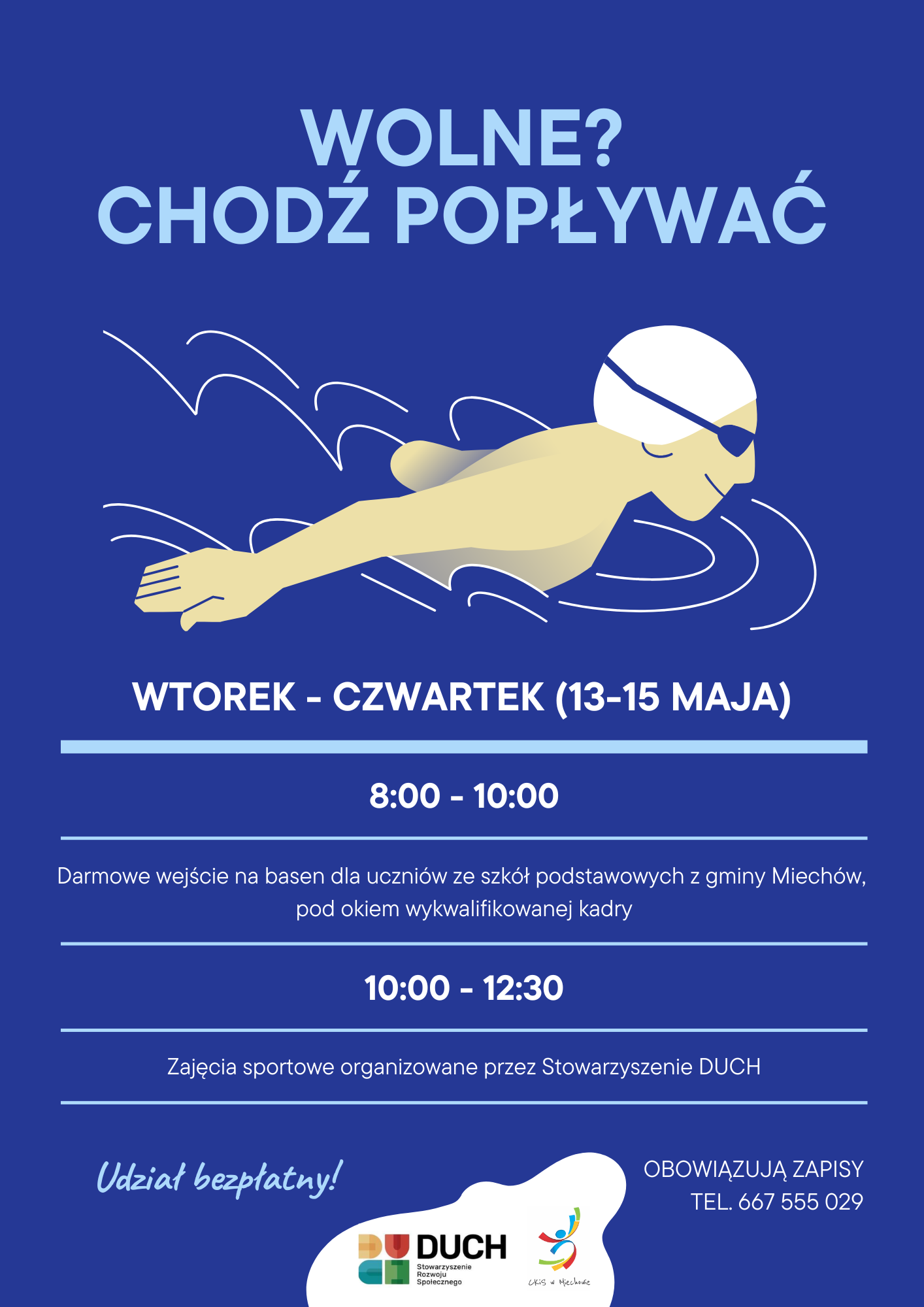 Wolne? Chdoź popływać-płakat