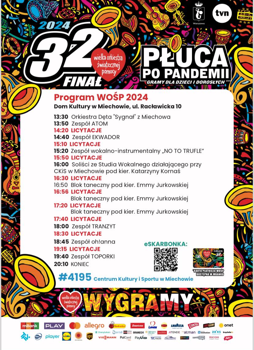 plakat WOŚP z programem 
